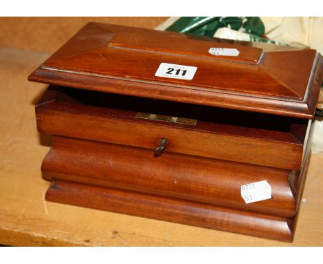 A 19th Century mahogany tea caddy and a small quantity of plated knives