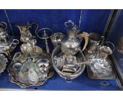 A silver dish and a caddy spoon, 4.3oz. in total and a quantity of plated ware 