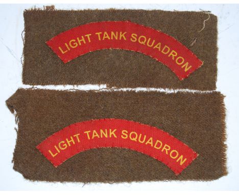 A pair of Light Tank Squadron cloth shoulder titles