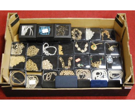 A box of miscellaneous costume jewellery mainly being necklaces to include faux pearl examples