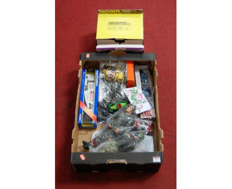 A box containing a quantity of loose Action Man, Meccano, Mogul, various loose diecast etc, manufacturers to include Matchbox