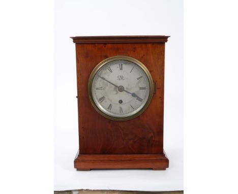 1930s British Civil Service issued Kings cypher mantel clock with single fusee time piece movement, back plate stamped GR/V 6