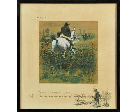 Snaffles, Charles Johnson Payne (1884-1967) signed print - Tonnage, "And when hounds really run, can show how sixteen stone s