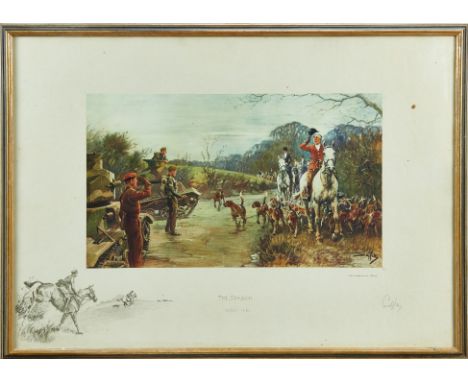 Snaffles, Charles Johnson Payne (1884-1967) signed print - The Season 1939-40, with Snaffle blindstamp, in glazed frame, 51cm