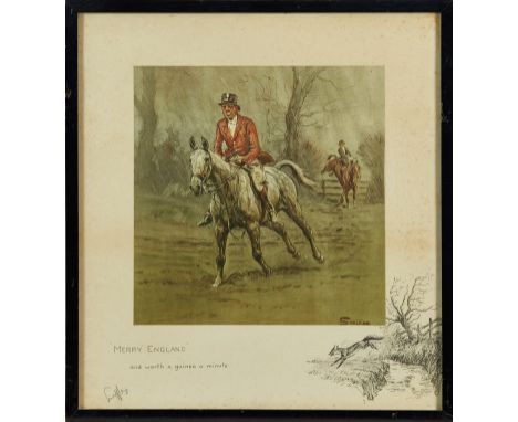 Snaffles, Charles Johnson Payne (1884-1967) signed print - 'Merry England' and worth a guinea a minute, with Snaffle blindsta