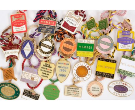 Collection of enamel racing badges for Cheltenham Members, spanning 1990-2017, together with three Owners &amp; Trainers enam