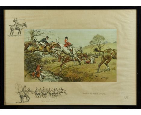 Snaffles, Charles Johnson Payne (1884-1967) signed print - Prepare To Receive Cavalry, with Snaffle blindstamp, in glazed fra