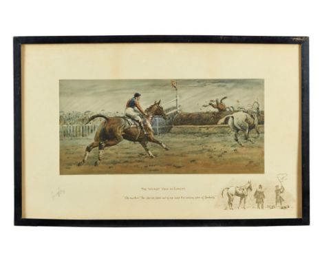 Snaffles, Charles Johnson Payne (1884-1967) signed print - The Worst View In Europe, with Snaffle blindstamp, in glazed frame
