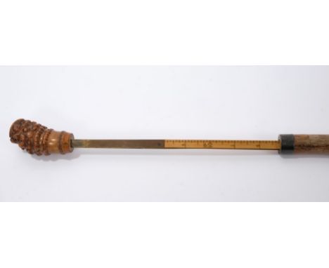 Victorian horse measuring walking stick by Merry &amp; Co, St. James's Street, London, with bamboo shaft and silver collar en