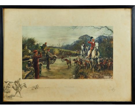 Snaffles, Charles Johnson Payne (1884-1967) signed print - The Season 1939-40, with Snaffle blindstamp, in glazed frame, 50cm