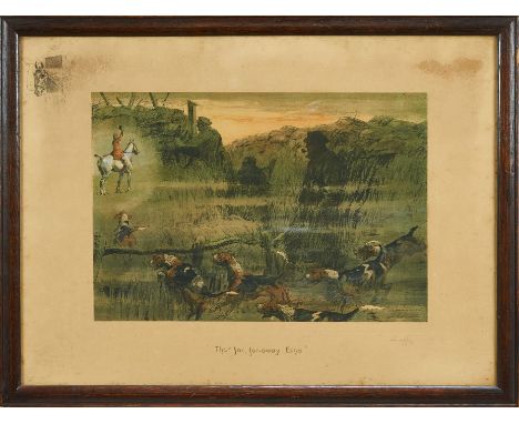 Snaffles, Charles Johnson Payne (1884-1967) signed print - That far, far-away Echo, (without fox) with Snaffle blindstamp, in