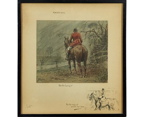 Snaffles, Charles Johnson Payne (1884-1967) signed print - Foxcatchers. For the love of it, with Snaffle blindstamp, in glaze