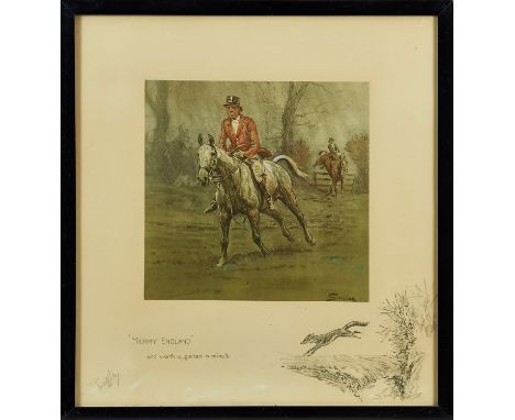 Snaffles, Charles Johnson Payne (1884-1967) signed print - 'Merry England' and worth a guinea a minute, with Snaffle blindsta