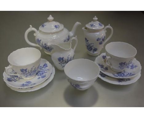 A Coalport 1950s ten piece morning teaset comprising teapot, water jug, two teacups, two saucers, two side plates, cream ewer