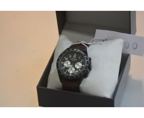 A gentleman's Rotary Tachymeter quartz wristwatch with chronograph quartz movement, on leather strap