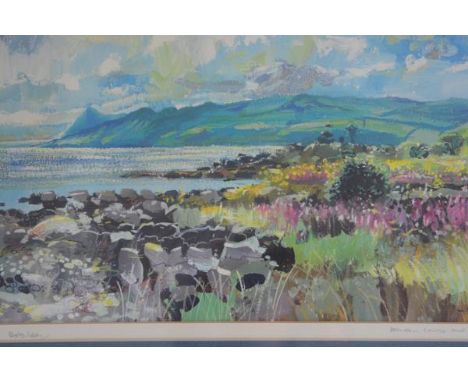 Bob Lees, Between Corrie and Brodick, silkscreen print ed. 10/12, signed pencil. 22cm by 38cm