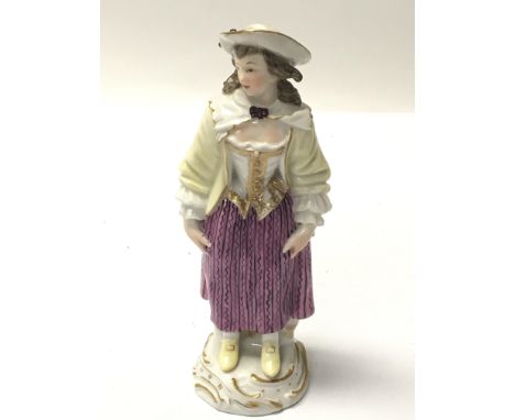 A Quality Early 19th Century o Porcelain figure of a young girl Continental with inscribed marks to the base and marks in und