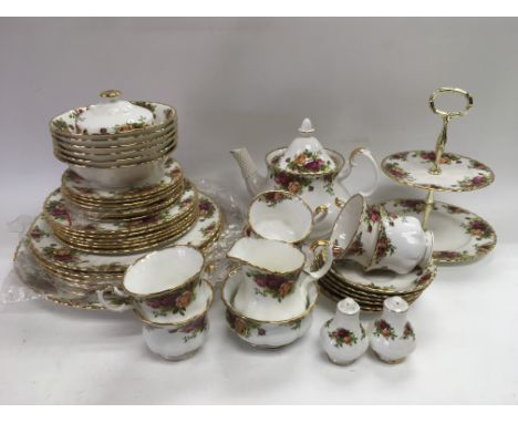 A Royal Albert tea and dinner service in Old Country Roses pattern.