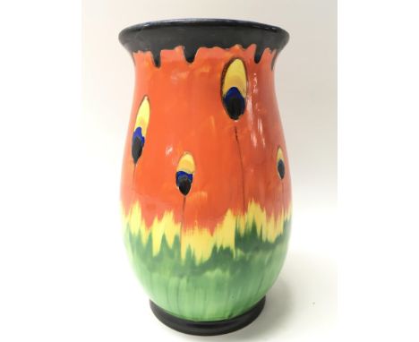 A single Crown Ducal Firefly pattern vase of Art Deco inspiration. Measures approx 16.5cm tall.