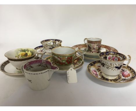A collection of English porcelain 19th Century cups and saucers including  Bar Flight &amp; Bar. and Worcester and an unusual
