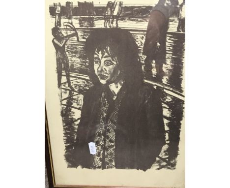 A framed limited edition black and white print realist figure study. By Carel Victor Morlais Weight CH CBE RA (1908-1997) the