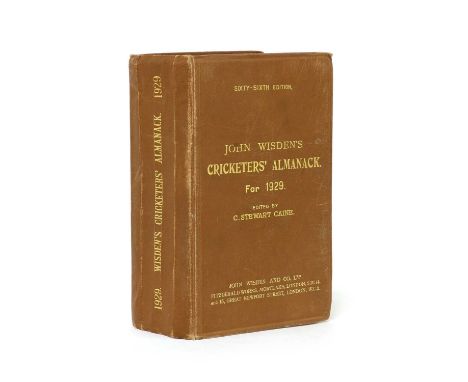 WISDEN Cricketers' Almanack: 1929 Original Hardback, first edition. Covers slightly rubbed, inner hinges cracked and the past