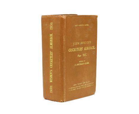 WISDEN Cricketers' Almanack: 1930 Original Hardback, first edition. Covers slightly rubbed, Very Good copy.