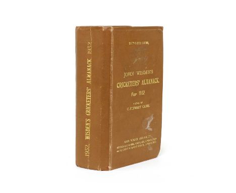 WISDEN Cricketers' Almanack: 1932 Original Hardback, first edition. Covers slightly rubbed, Very Good copy.