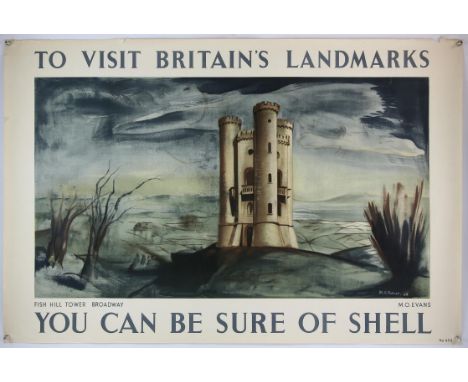Everywhere You Go You can be sure of Shell - Vintage advertising poster, Fish Hill Tower Broadway, rolled, 30 x 45 inches.Thi