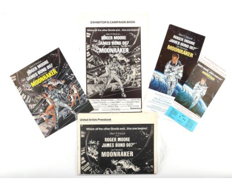 James Bond Moonraker (1979) UK Exhibitor's Campaign Book with merchandise pull out, US Pressbook, ticket application form, Sy