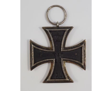Eisernes Kreuz 1914, 2. Klasse, Hersteller M geschwärzter, magnetischer Kern in versilberter Zarge, bezeichnet M im Kreis mit