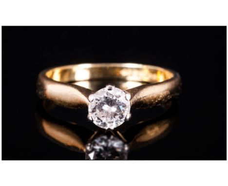 18ct Gold Single Stone Diamond Ring Set With A Central Round Modern Brilliant Cut Diamond, Claw Set, Estimated Diamond Weight