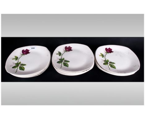 Set Of 13 9'' Midwinter Fashion Rose Plates