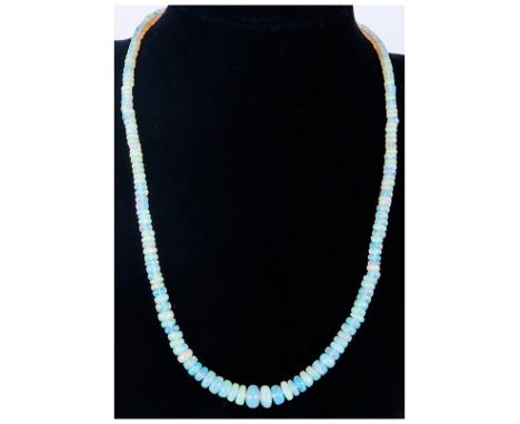 A Vintage Opal Necklace With 9ct Gold Clasp, 18" in length.