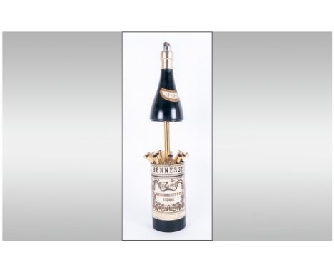 French 1930's Novelty Combined Musical Cigarette Lighter And Holder In The Form Of A Hennessy Cognac Bottle in bakalite. The 