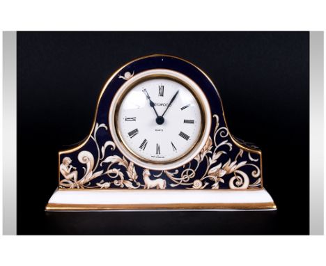 Wedgwood Ceramic Cornucopia Quartz Mantel Clock. Excellent Condition. 4.5 Inches High. 
