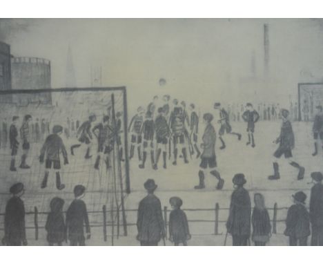 LAURENCE STEPHEN LOWRY (1887-1976); a signed limited edition black and white print "The Football Match", signed in pencil low