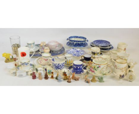 A quantity of decorative ceramics including dressing table items, a boxed Waterford paper knife, a moulded jug, coffee cans a