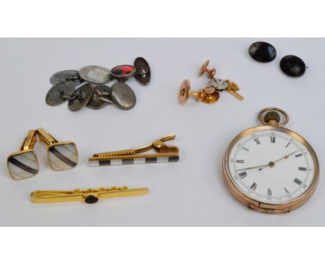 A small quantity of jewellery comprising a pair of silver mounted oval earrings set with Blue John stone, a pair of silver ov