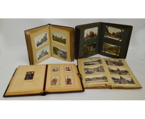 Three albums of early 20th century postcards, mainly topographic including Wrexham, London, the Lake District, Haddon Hall, S