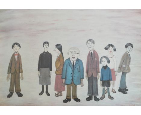 LAURENCE STEPHEN LOWRY (1887-1976); a signed limited edition coloured print "His Family", signed in pencil lower right, beari