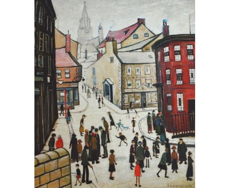 LAURENCE STEPHEN LOWRY (1887-1976); a signed limited edition coloured print "Berwick-upon-Tweed", signed in pencil lower righ