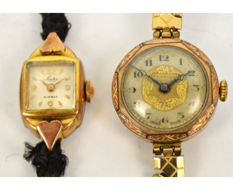 CLARIDGE; a gold plated cased manual wind lady's wristwatch, the circular dial set with Arabic numerals, on expanding bracele