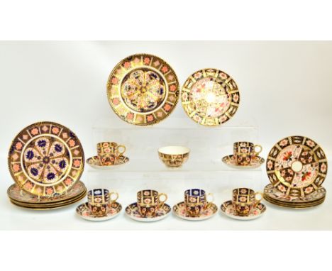 A Royal Crown Derby part tea service in 2451 Imari pattern, comprising six tea plates, six saucers, six cups and a bowl, plus