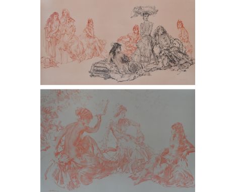 WILLIAM RUSSELL FLINT (1880-1969); two signed prints, both showing scantily dressed maidens in repose, both signed in pencil 