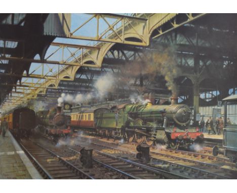 TERENCE CUNEO (1907-1996); a signed limited edition coloured print "Snow Hill Station", signed in pencil lower right, bearing