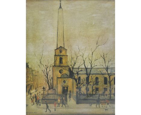 LAURENCE STEPHEN LOWRY (1887-1976); a limited edition coloured print, "St. Luke's Church", bearing GFA blind stamp lower righ