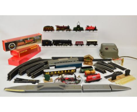 A Hornby Railways electrical model OO gauge train set including liveried "LMS Class 4 P Loco 4-4-0 Compound", a further locom
