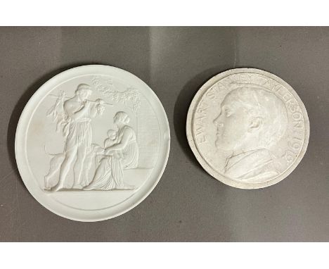 Royal Copenhagen Bisque porcelain plaque and portrait relief plaque 