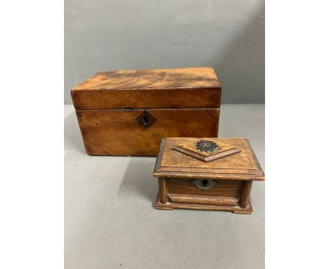 A wooden tea caddy and money box 